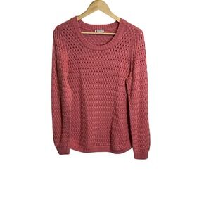 Venus Women's Pink Textured Knit‎ Sweater Crew Neck Long Sleeve Casual